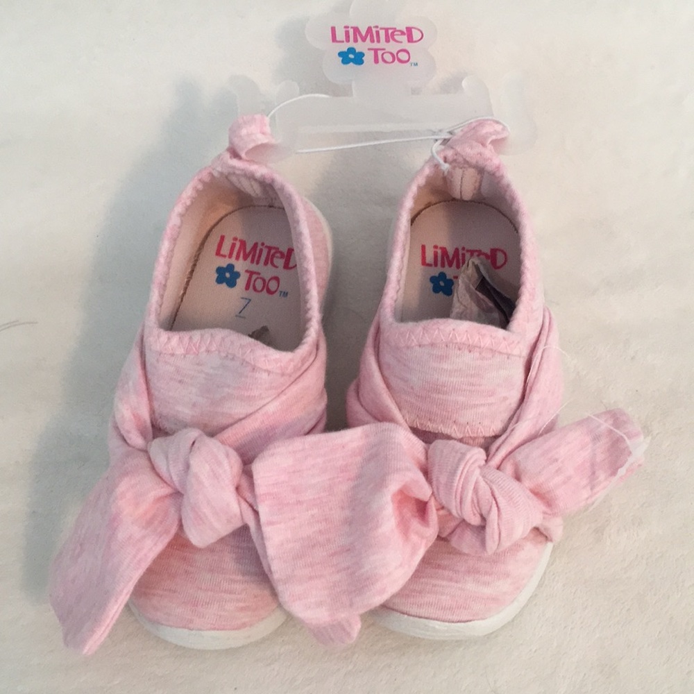 NWT Limited Too Pink bow slip on sneakers